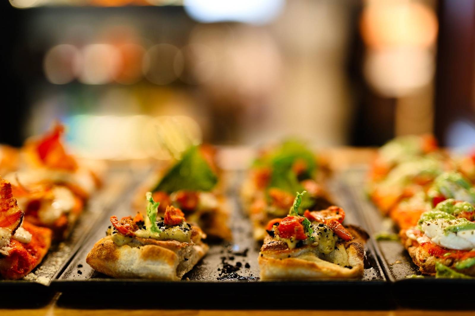 plate of colorful fresh pizza slices